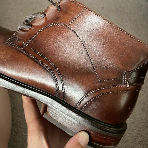 Johnston & Murphy Men’s Signature Series Plain-Toe boots stitched brown leather - Picture 12 of 13